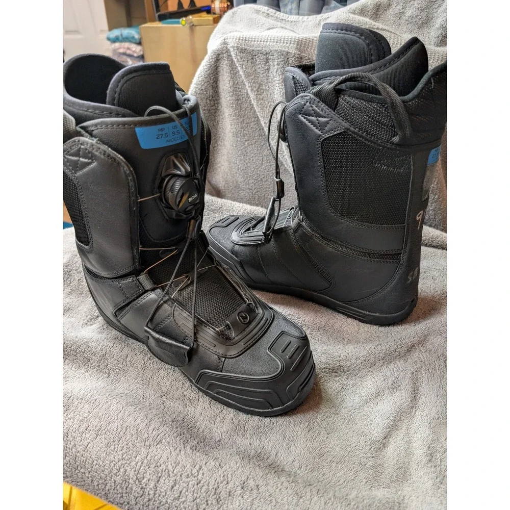 Nidecker BOA Snowboard Boots Mens 9.5 Black All Mountain Snowboarding Gear